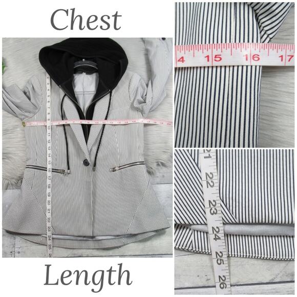 VERONICA BEARD Railroad Striped Blazer Removable Knit Hoodie Dickey Women Size 4 - Picture 10 of 14